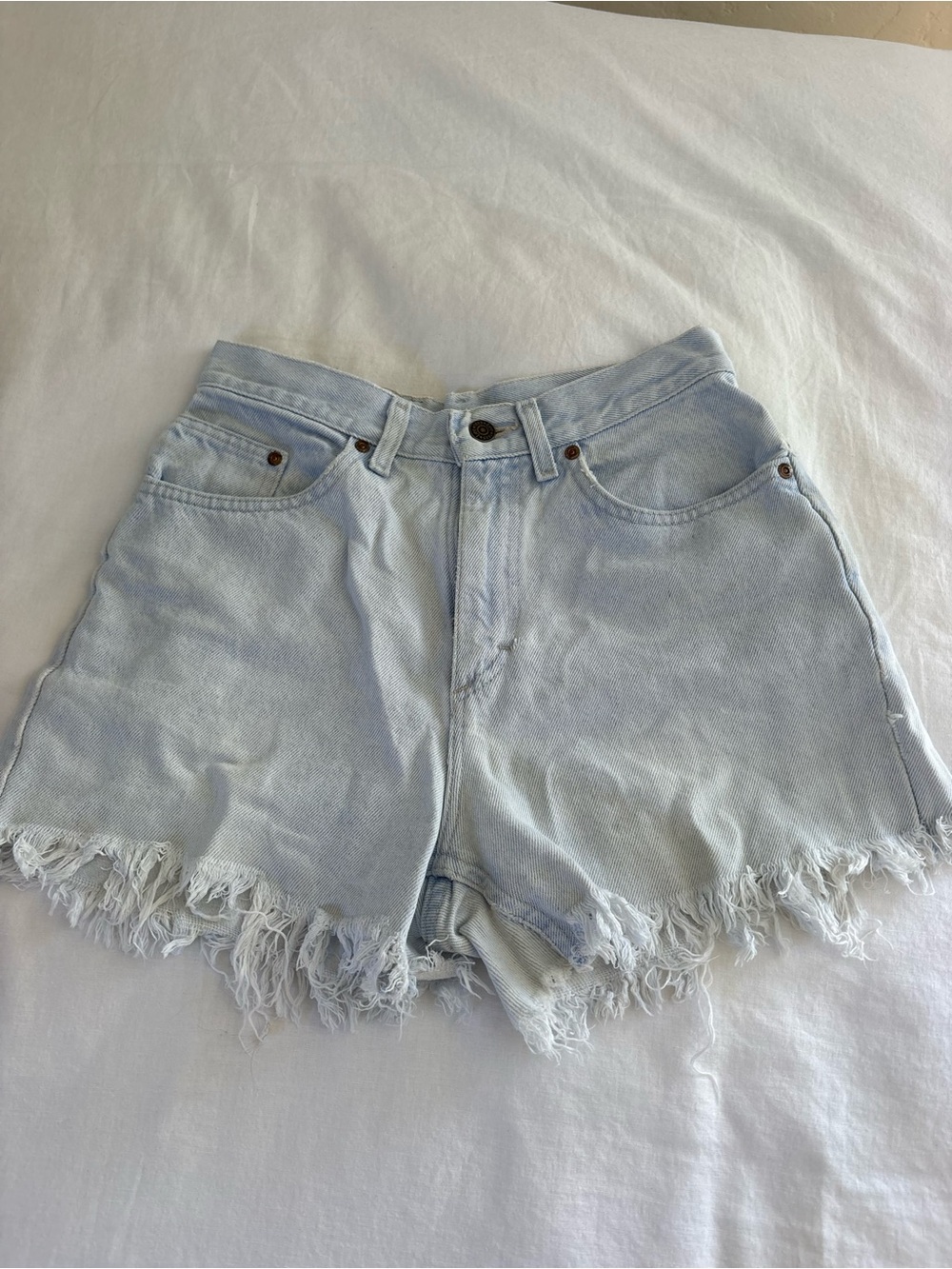 Vintage Lee Light Blue High-Rise Distressed Denim Shorts
